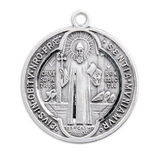 1 1/8-inch Sterling Silver St. Benedict Medal with 24-inch Chain