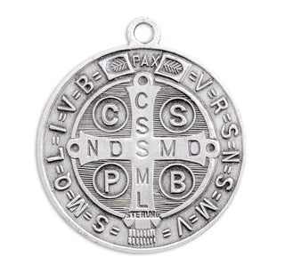 1 1/8-inch Sterling Silver St. Benedict Medal with 24-inch Chain