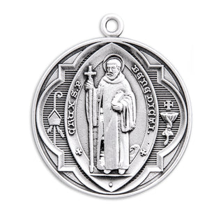 1 3/8-inch Sterling Silver St. Benedict Medal with 27" Chain