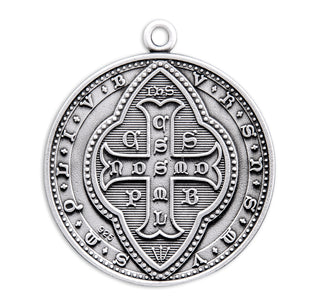 1 3/8-inch Sterling Silver St. Benedict Medal with 27" Chain