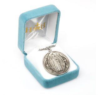 1 3/8-inch Sterling Silver St. Benedict Medal with 27" Chain