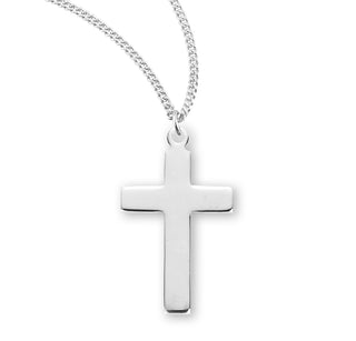 7 8 Inch Sterling Silver Plain Cross With 18 Inch Chain