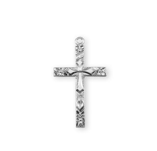 1 1/8-inch Sterling Silver Cross with 18-inch Chain