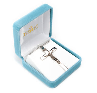 2-inch Sterling Silver Crucifix with 24-inch Chain