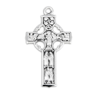 1 1/8-inch Sterling Silver Celtic Cross with 18-inch Chain