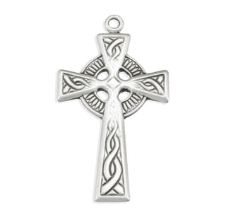 1 1/4-inch Sterling Silver Celtic Cross with 20-inch Chain