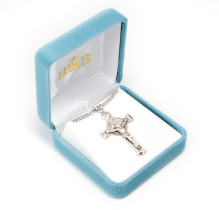 1 13/16-inch Sterling Silver Crucifix with 24-inch Chain