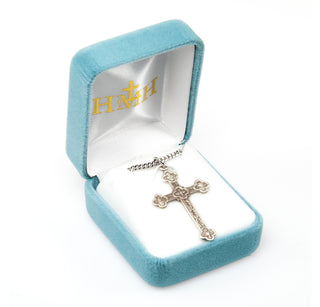Engraved Vine Pattern Sterling Silver Cross