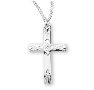 15 16 Inch Sterling Silver Cross With 18 Inch Chain