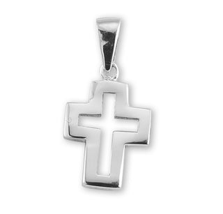5/8-inch Sterling Silver Cut Out Cross with 18-inch Chain