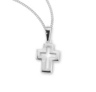 5 8 Inch Sterling Silver Cut Out Cross With 18 Inch Chain