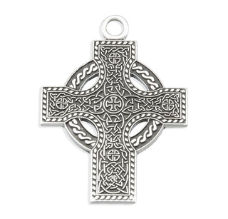 1 1/16-inch Sterling Silver Celtic Cross with 24-inch Chain