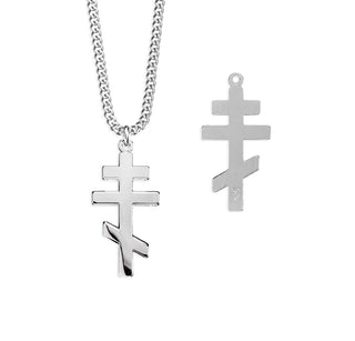 15 16 Inch Sterling Silver Byzantine Cross With 18 Inch Chain