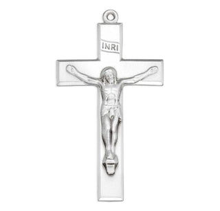 1 13/16-inch Sterling Silver Crucifix with 24-inch Chain