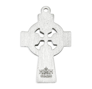 Sterling Silver Celtic Cross with Green Enamel 18-inch Chain