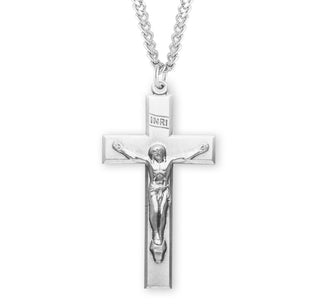 1 13 16 Inch Sterling Silver Crucifix With 24 Inch Chain 3