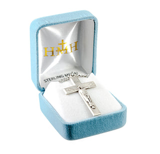 1 13/16-inch Sterling Silver Crucifix with 24-inch Chain