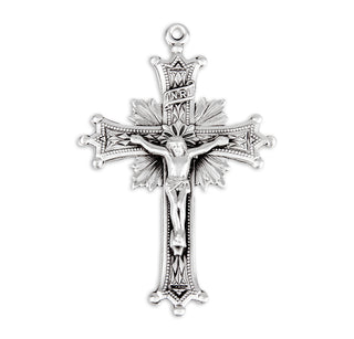2 1/4-inch Sterling Silver Crucifix with 24-inch Chain