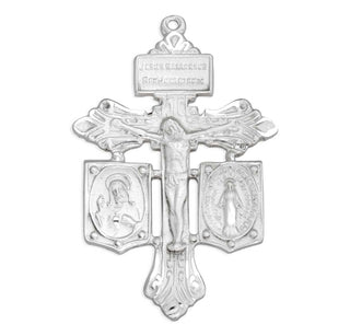 1 3/8-inch Sterling Silver Jesus-Mary-Joseph Crucifix 20-inch Chain