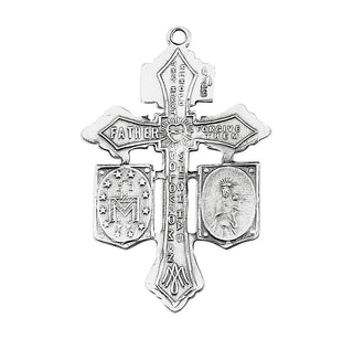 1 3/8-inch Sterling Silver Jesus-Mary-Joseph Crucifix 20-inch Chain