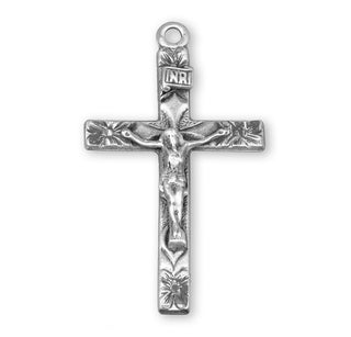 1 1/8-inch Sterling Silver Crucifix with 18-inch Chain