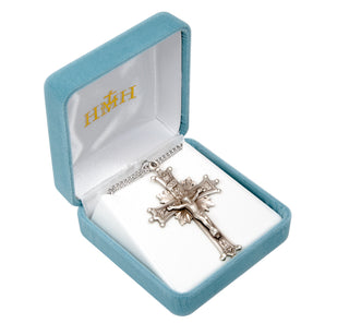 2 1/4-inch Sterling Silver Crucifix with 24-inch Chain