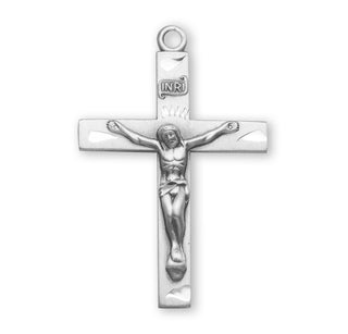 1 3/16-inch Sterling Silver Crucifix with 20-inch Chain