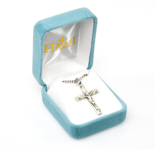1 3/16-inch Sterling Silver Crucifix with 20-inch Chain
