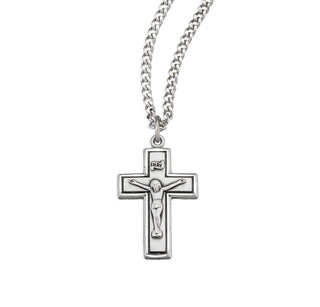 7 8 Inch Sterling Silver Crucifix With 18 Inch Chain