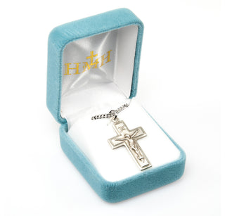 1 5/16-inch Sterling Silver Crucifix with 24-inch Chain