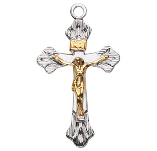 1-inch Sterling Silver Tutone Crucifix with 18-inch Chain