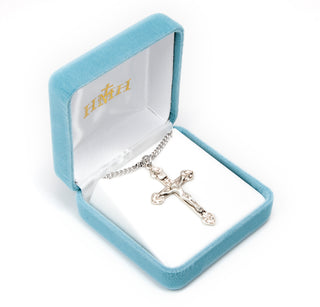 1 3/4-inch Sterling Silver Crucifix with 24-inch Chain