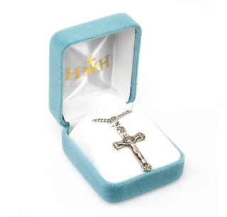 1 1/4-inch Sterling Silver Crucifix with 20-inch Chain