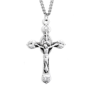Monstrance Style Sterling Silver Crucifix