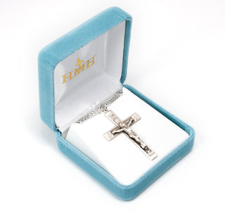 1 3/4-inch Sterling Silver Crucifix with 24-inch Chain
