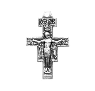 15/16-inch Sterling Silver San Damiano Crucifix with 18-inch Chain
