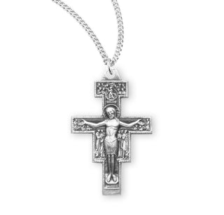 15 16 Inch Sterling Silver San Damiano Crucifix With 18 Inch Chain