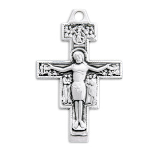 1 1/4-inch Sterling Silver San Damiano Crucifix with 20-inch Chain