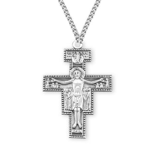 2 Inch Sterling Silver San Damiano Crucifix With 27 Chain