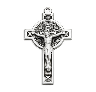 1 1/4-inch Sterling Silver St. Benedict Crucifix with 18-inch Chain