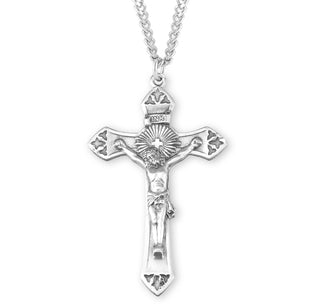 1 11 16 Inch Sterling Silver Crucifix With 24 Inch Chain 2