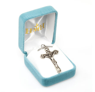 1 11/16-inch Sterling Silver Crucifix with 24-inch Chain