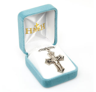 1 1/2-inch Sterling Silver Crucifix with 24-inch Chain