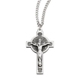 1 1 4 Inch Sterling Silver St Benedict Crucifix With 18 Inch Chain