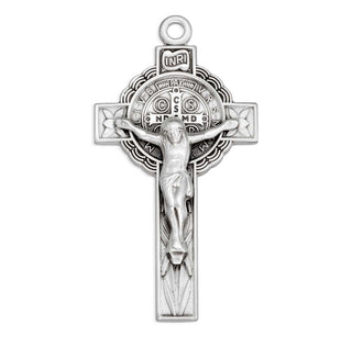 1 5/8-inch Sterling Silver St. Benedict Crucifix with 18-inch Chain