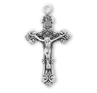 1 1/8-inch Sterling Silver Crucifix with 18-inch Chain