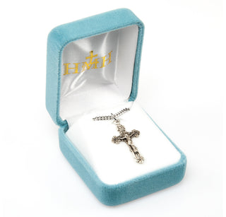 1 1/8-inch Sterling Silver Crucifix with 18-inch Chain