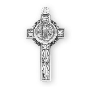 1 5/8-inch Sterling Silver St. Benedict Crucifix with 18-inch Chain