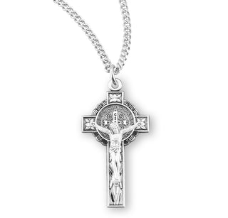 1 5 8 Inch Sterling Silver St Benedict Crucifix With 18 Inch Chain
