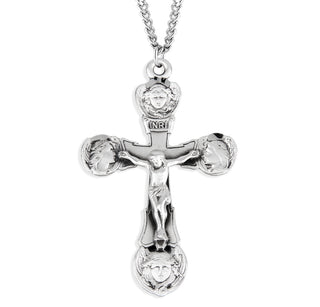 1 7 8 Inch Sterling Silver Angels Crucifix With 24 Inch Chain